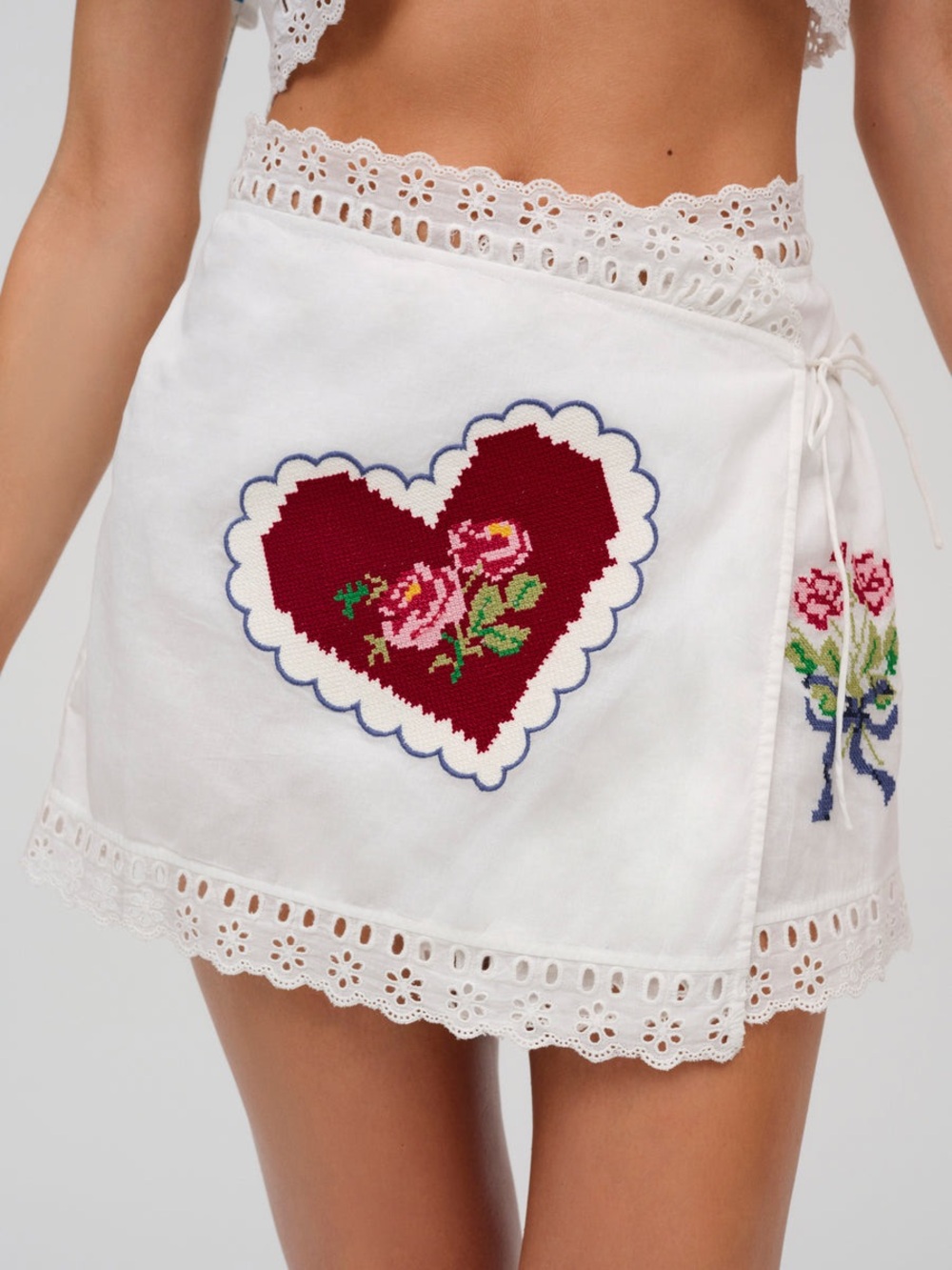 ❤️ Rare NWT For Love & Lemons Mi Amore Embroidered Set Size XS Top & Skirt - Picture 5 of 15